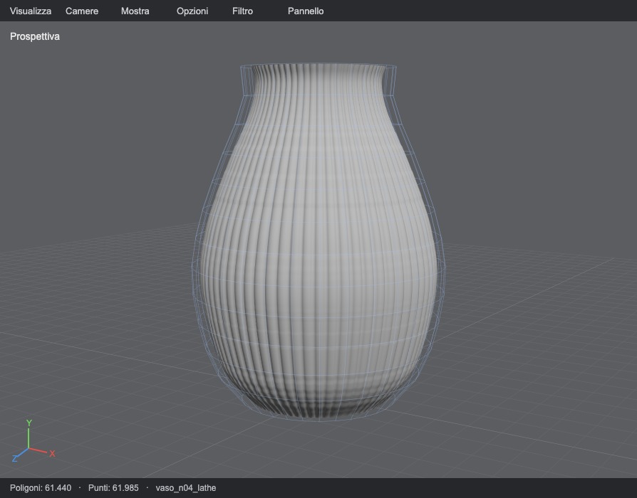 Modello 3D del vaso in Cinema 4D
